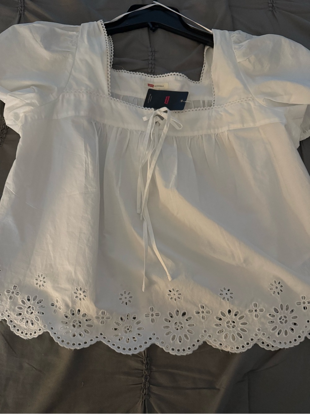 Levi’s White Eyelet Peasant Top - Brand Not Visible